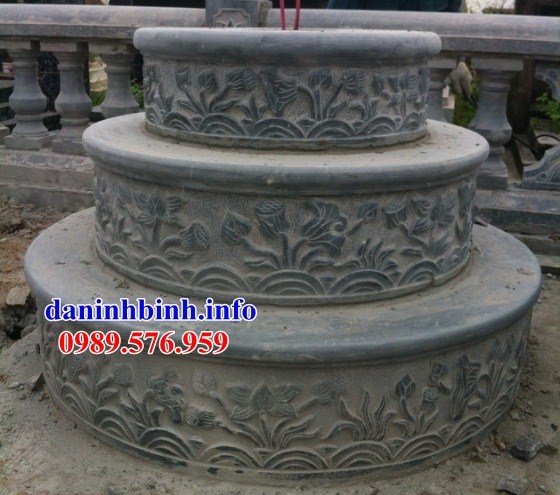 Mộ hình tròn tam cấp bằng đá chạm khắc hoa văn tinh xảo đẹp bán tại Đồng Tháp