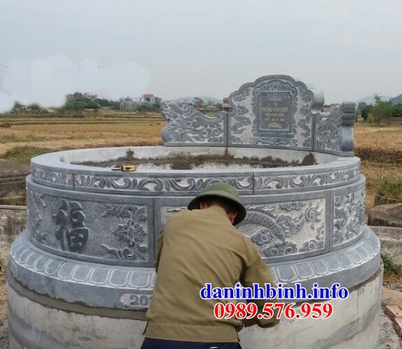 Mộ tròn khu nghĩa trang gia đình dòng họ bằng đá xanh tự nhiên bán tại Bình Phước