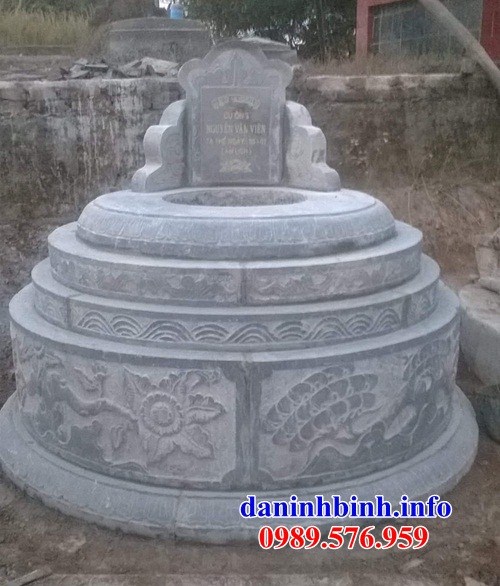 Mộ tròn khu nghĩa trang gia đình dòng họ xây sẵn bằng đá chạm trổ tứ quý bán tại Thái Nguyên