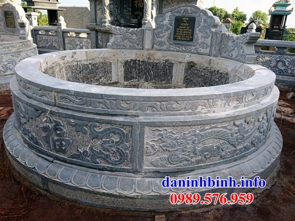 Mộ tròn để hài cốt khu nghĩa trang gia đình dòng họ bằng đá điêu khắc rồng bán tại Sơn La