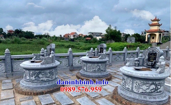 Mộ tổ tròn cất tro cốt khu nghĩa trang gia đình dòng họ bằng đá chạm trổ tứ quý bán tại Sài Gòn