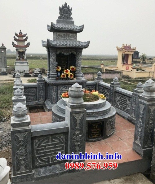 Mộ tổ tròn khu nghĩa trang gia đình dòng họ bằng đá xanh bán tại Bình Phước