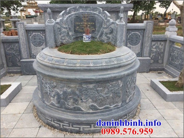 Xây lắp mộ tròn khu nghĩa trang gia đình dòng họ bằng đá thiết kế đẹp bán tại Trà Vinh
