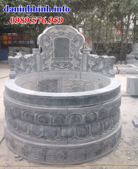 mộ tròn khu nghĩa trang gia đình dòng họ thiết kế đẹp bằng đá tự nhiên nguyên khối bán tại Thái Bình