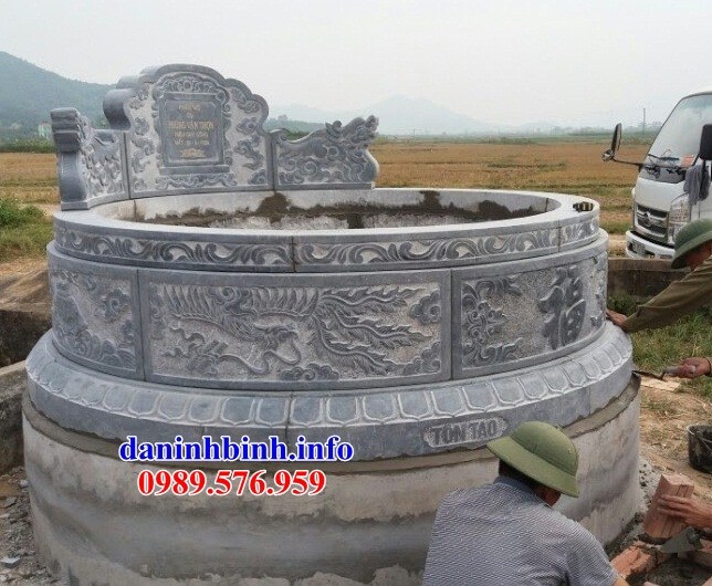 mộ tròn kích thước đẹp bằng đá điêu khắc rồng phượng bán tại Cao Bằng
