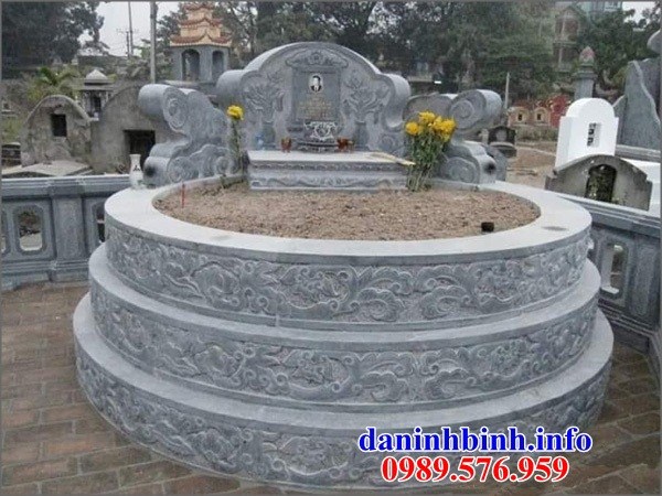 mộ tròn tam cấp kích thước đẹp bằng đá cất để tro hài cốt hỏa táng bán tại Nam Định