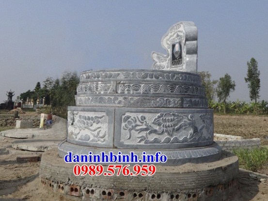 mộ tròn tam cấp kích thước đẹp bằng đá xanh Thanh Hóa bán tại Nam Định
